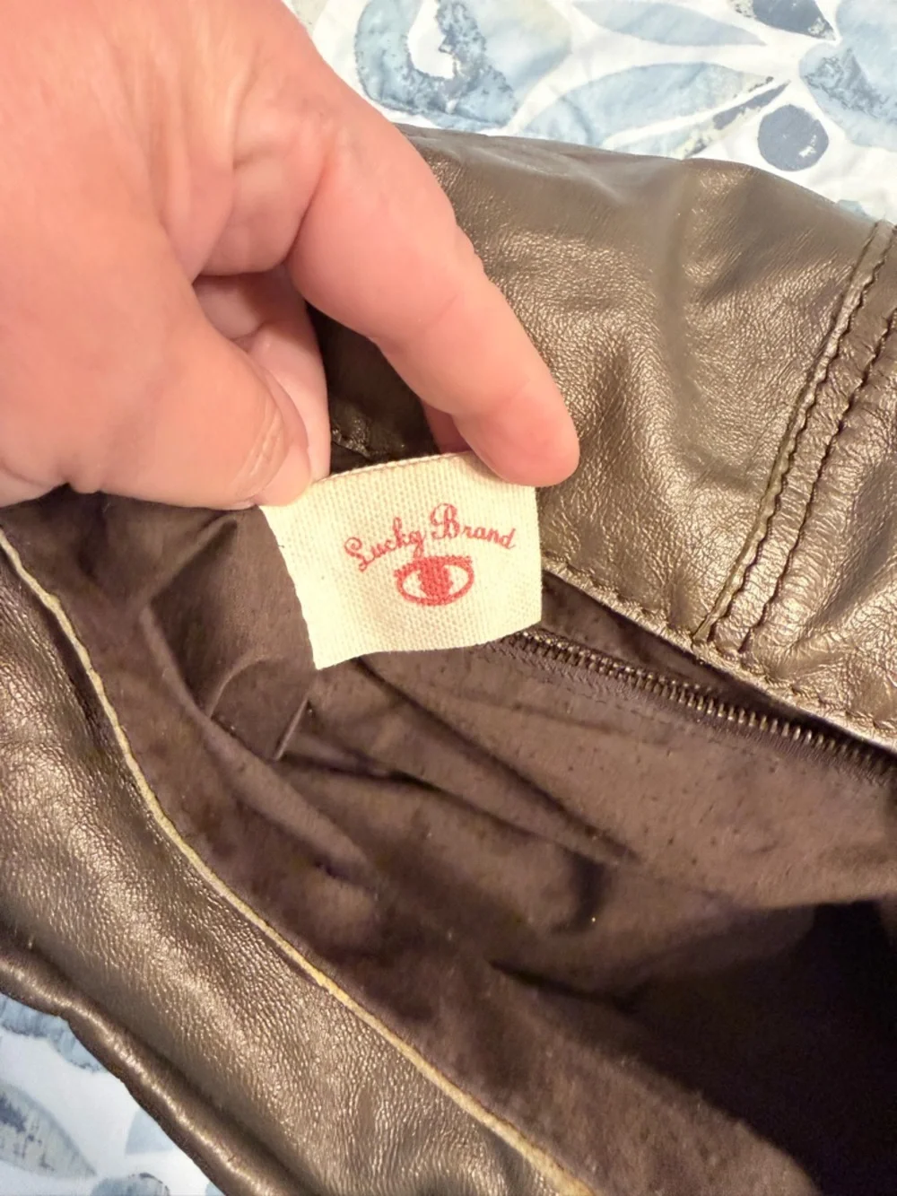 Lucky Brand Metallic Taupe Leather Shoulder Bag